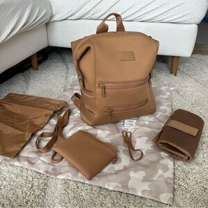 Dange Dover Indi Diaper Backpack in Camel, Size Medium + Accessories